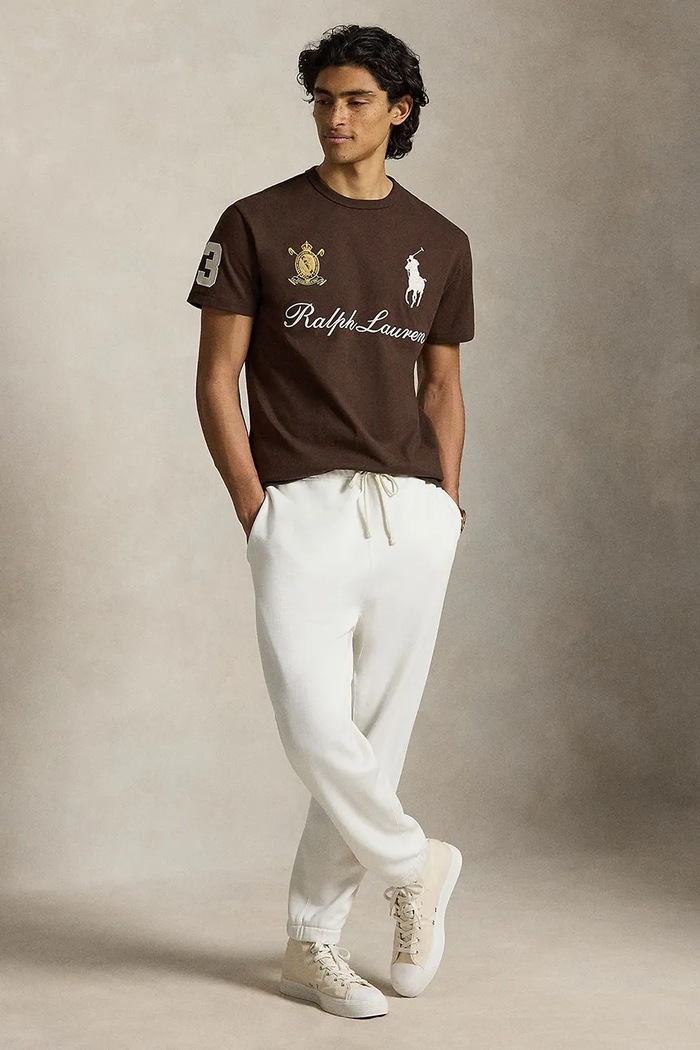 Ρούχα Polo Ralph Lauren t-shirt ανδρικό βαμβακερό 710B20010 καφέ