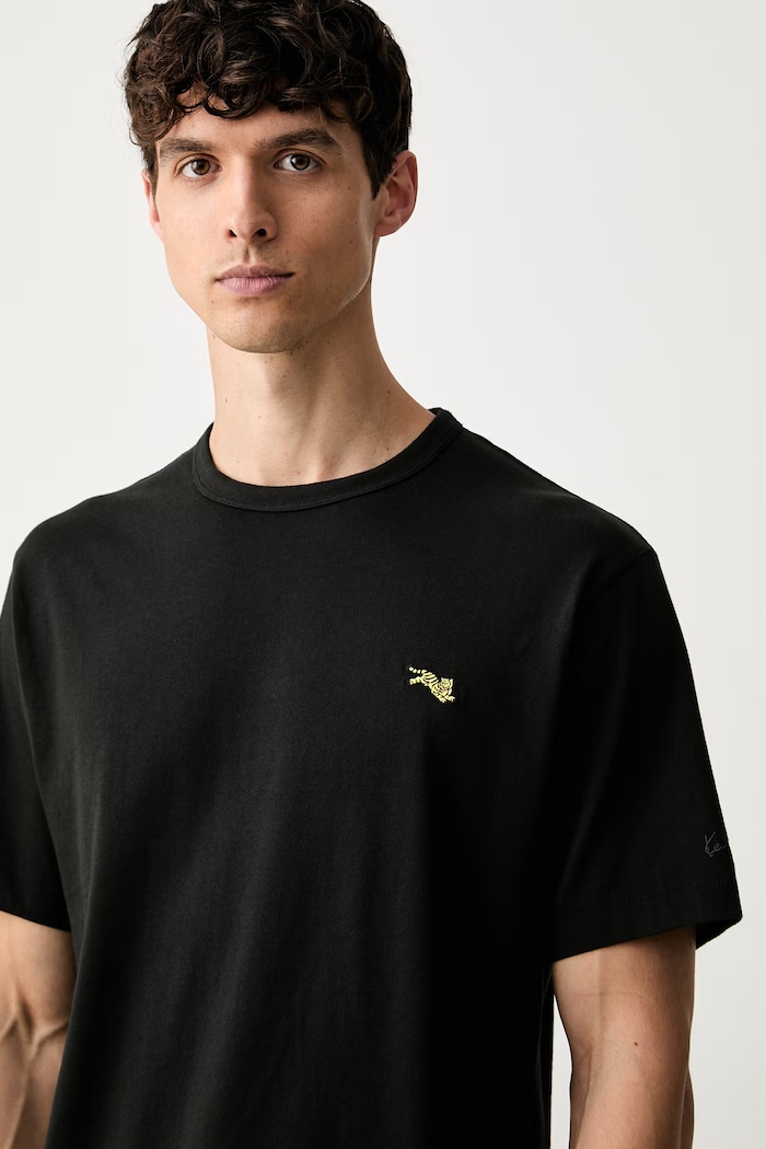 Kenzo T-shirt męski bawełniany czarny FG65TS2974SG