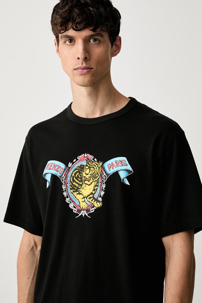 Kenzo T-shirt męski bawełniany czarny FG65TS2984SG