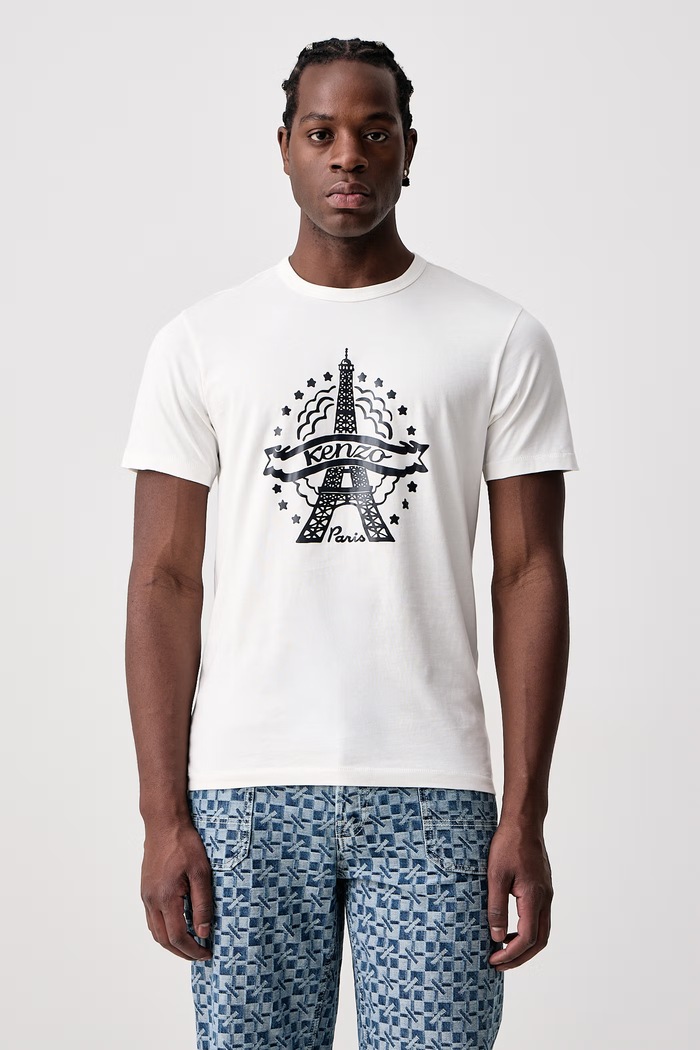 Kenzo T-shirt męski bawełniany beżowy FG65TS1664SG