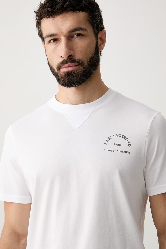 Karl Lagerfeld T-shirt męski bawełniany biały B3M44001