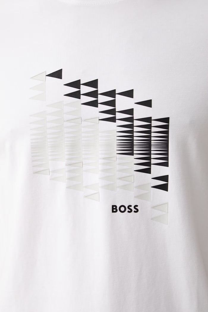 BOSS Green tričko pánské s bavlnou TS_Network Flag 50566853 bílá