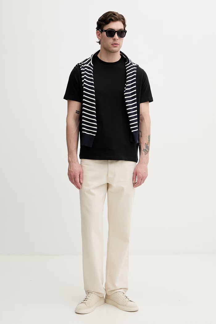 BOSS Green tričko pánske bavlnené TS_Structure 50564097 čierna AW26