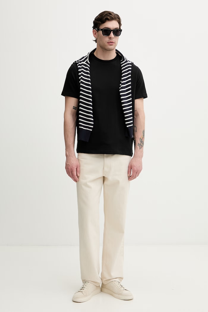 BOSS Green tričko pánske bavlnené TS_Structure 50564097 čierna AW26