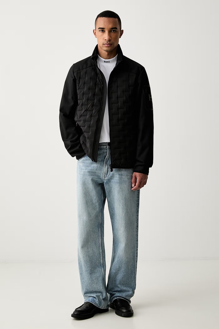 BOSS Green tričko pánské bavlněné s elastanem Tee Collar 50562120 bílá AW26