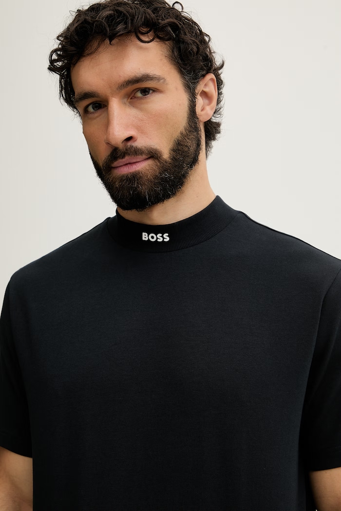 BOSS Green tricou pentru bărbați, din bumbac cu elastan Tee Collar negru 50562120