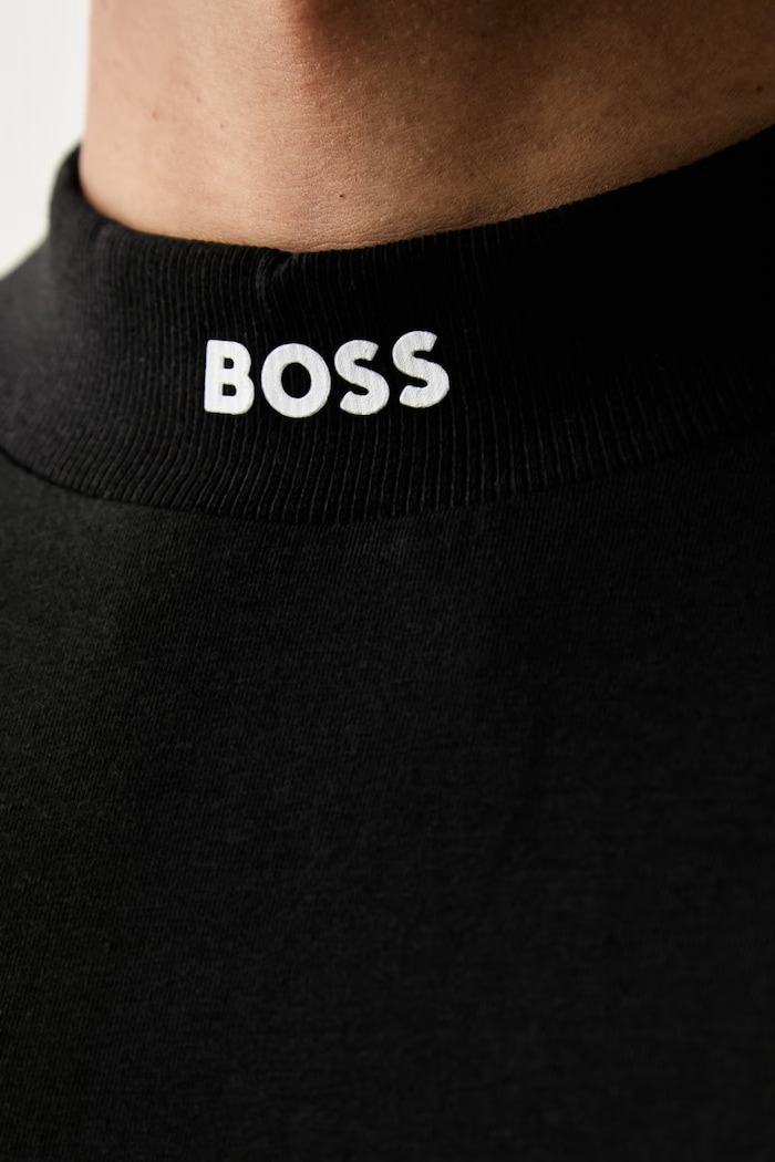 BOSS Green tričko pánské bavlněné s elastanem Tee Collar černá 50562120