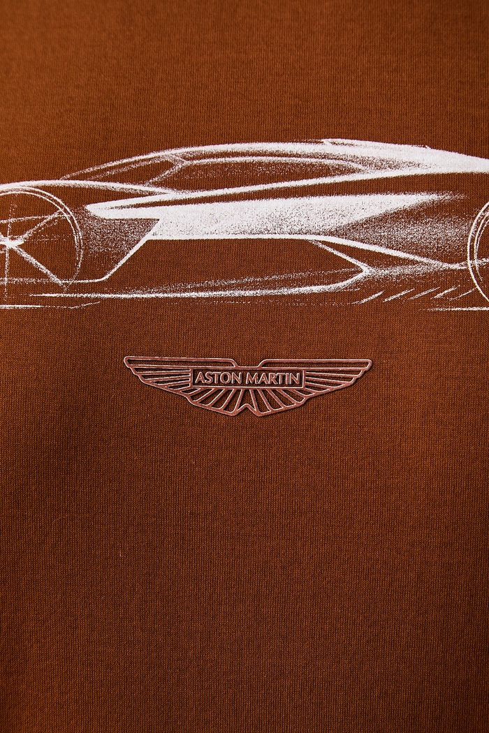 BOSS T-shirt męski bawełniany BOSS x Aston Martin 50570435 brązowy