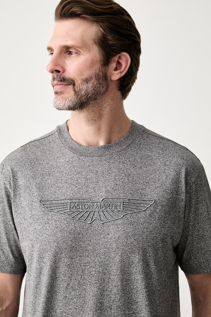 BOSS T-shirt męski bawełniany BOSS x Aston Martin szary 50565042