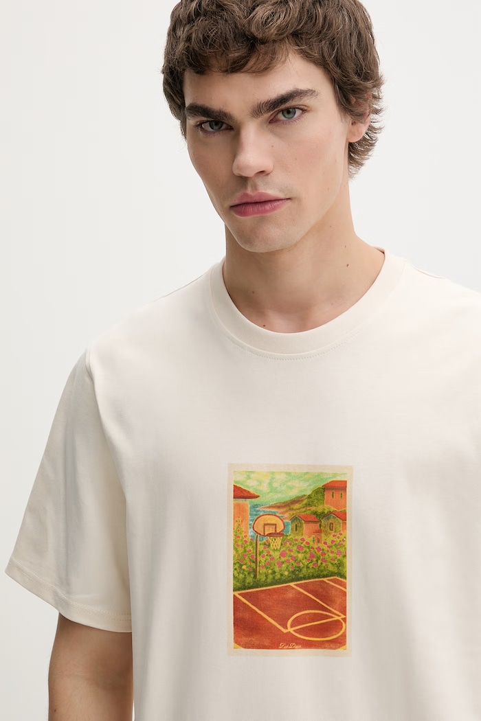 Les Deux T-shirt męski bawełniany beżowy 1001981