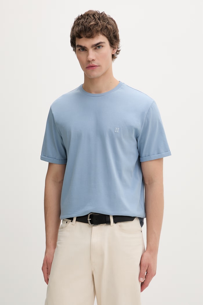 Les Deux T-shirt męski bawełniany niebieski 1001979