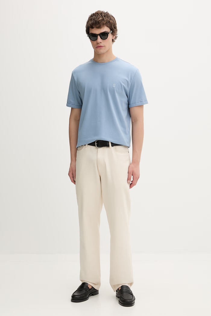 Les Deux T-shirt męski bawełniany 1001979 niebieski AW26