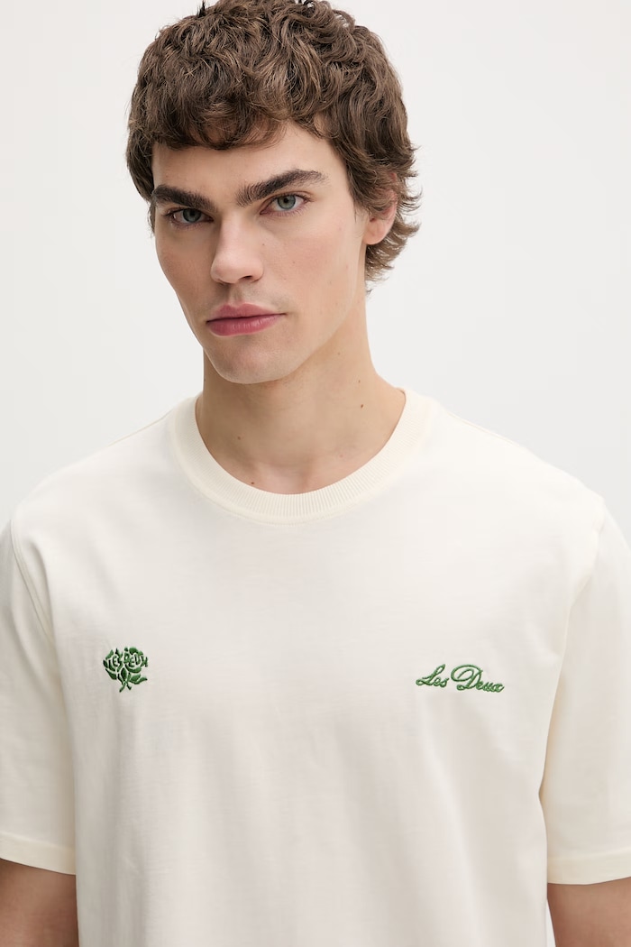 Les Deux T-shirt męski bawełniany beżowy 1001976