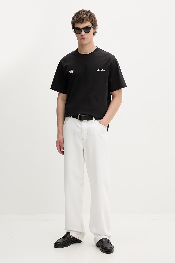 Les Deux T-shirt męski bawełniany 1001976 czarny AW26