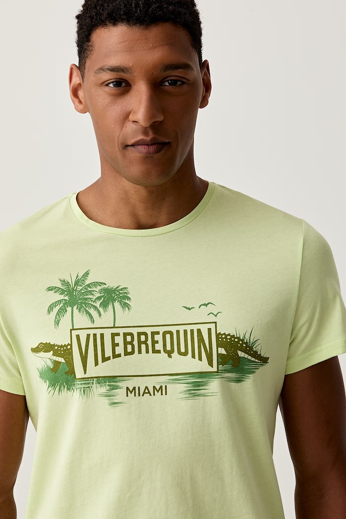 Odzież Vilebrequin T-shirt męski bawełniany THOM THOEP300 zielony