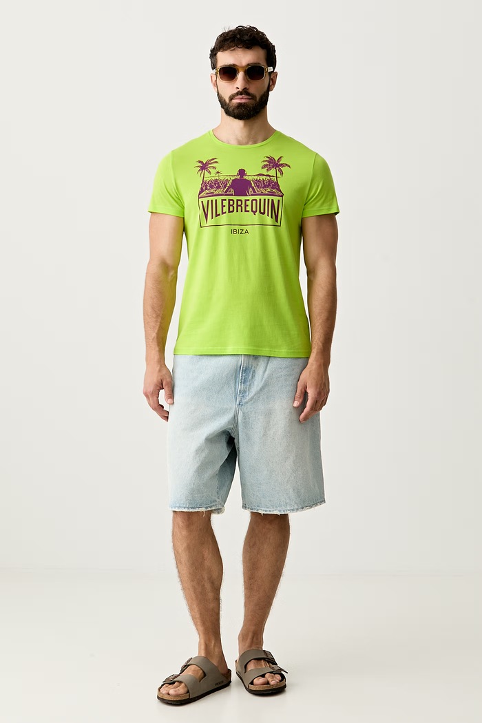 Vilebrequin T-shirt męski bawełniany THOM THOEP300 zielony AW26