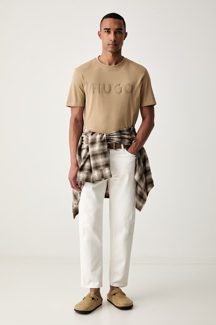 HUGO T-shirt męski bawełniany Dulivio_U263 50564790 brązowy AW26