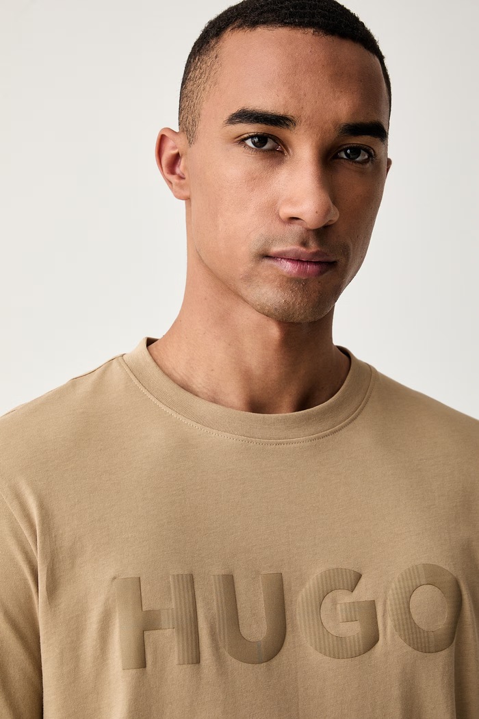 HUGO T-shirt męski bawełniany Dulivio_U263 brązowy 50564790