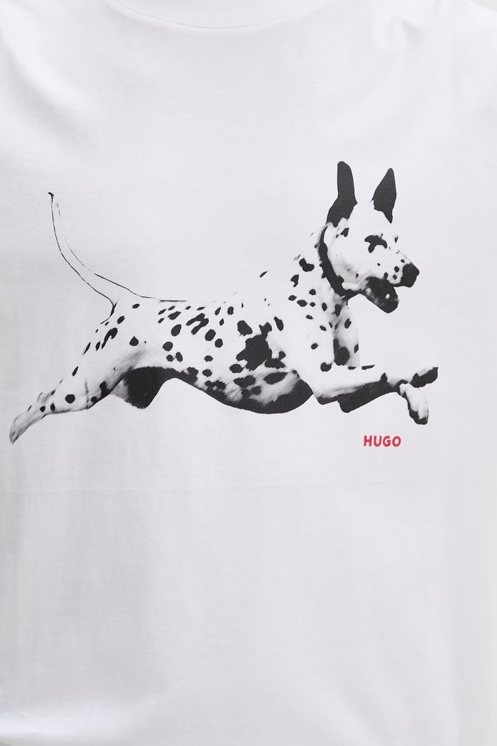 HUGO T-shirt męski bawełniany Dirunn 50564143 biały
