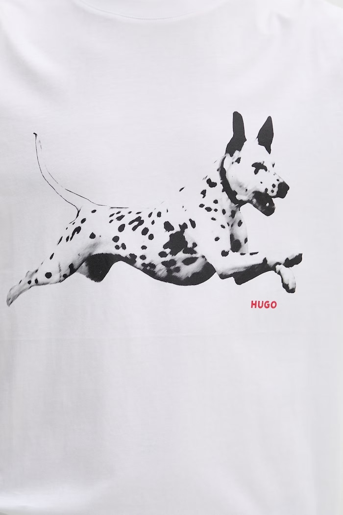 HUGO T-shirt męski bawełniany Dirunn 50564143 biały