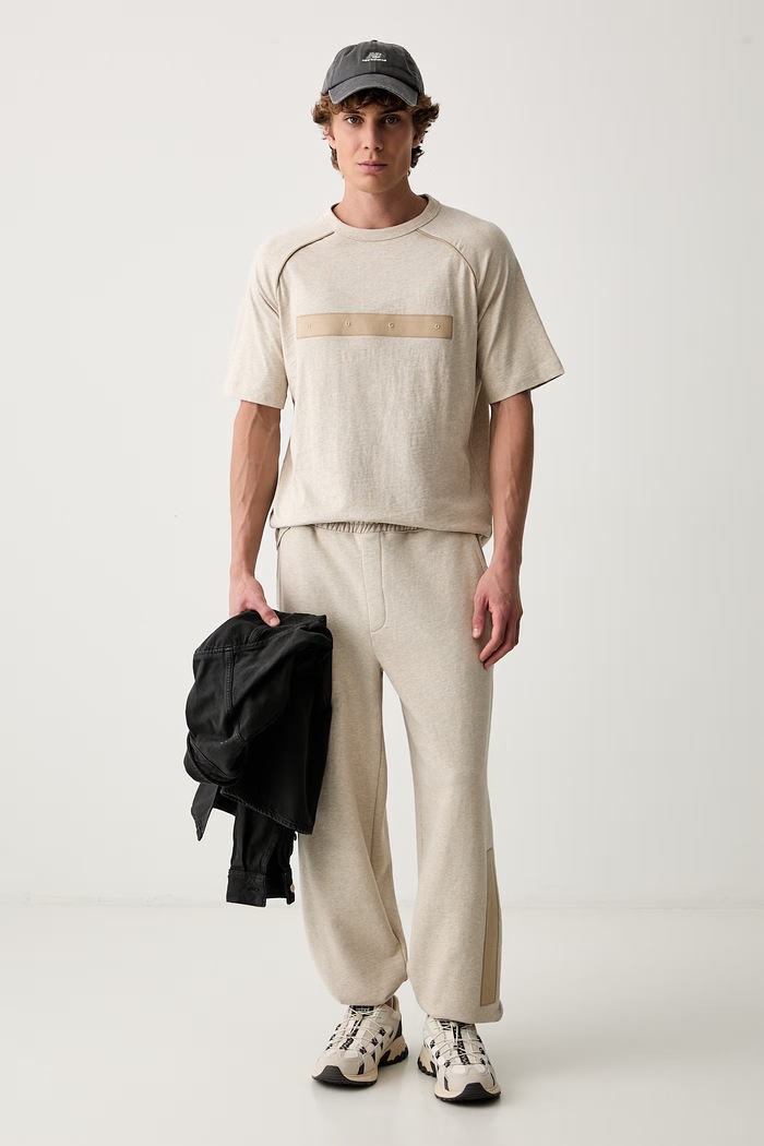 HUGO t-shirt ανδρικό βαμβακερό Dalik 50563112 μπεζ AW26