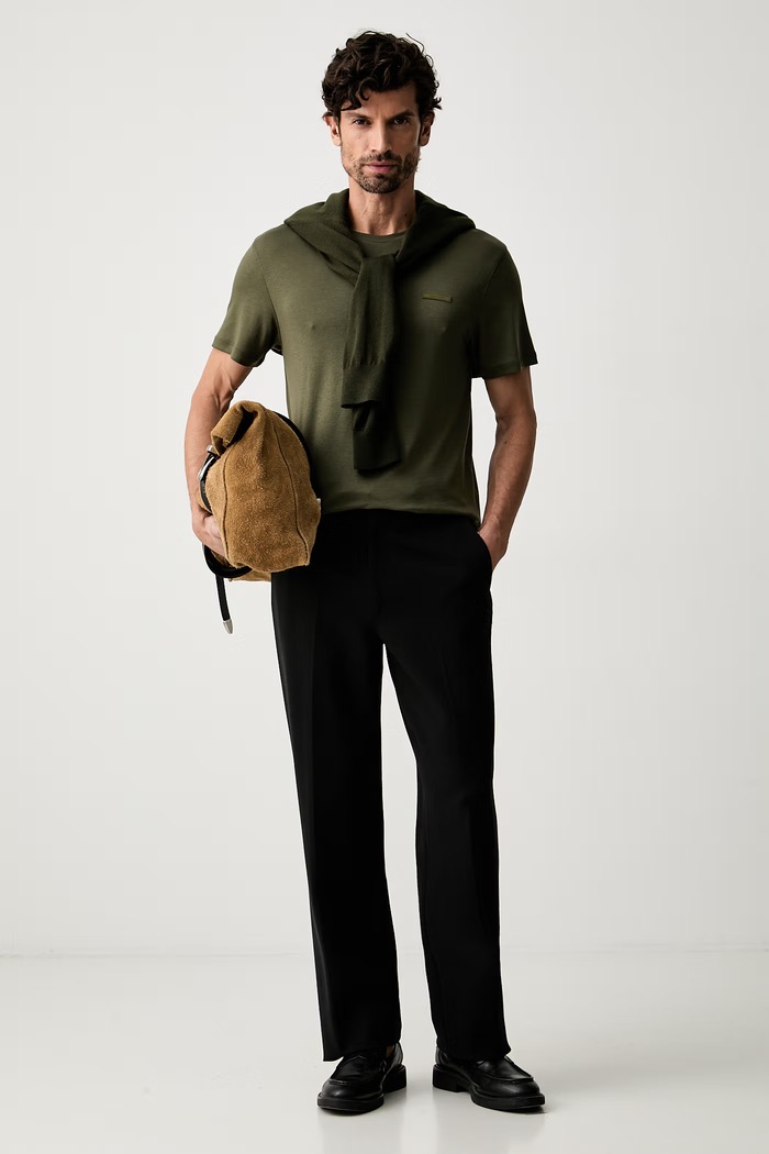 Calvin Klein T-shirt męski bawełniany LV04LG222G zielony AW26