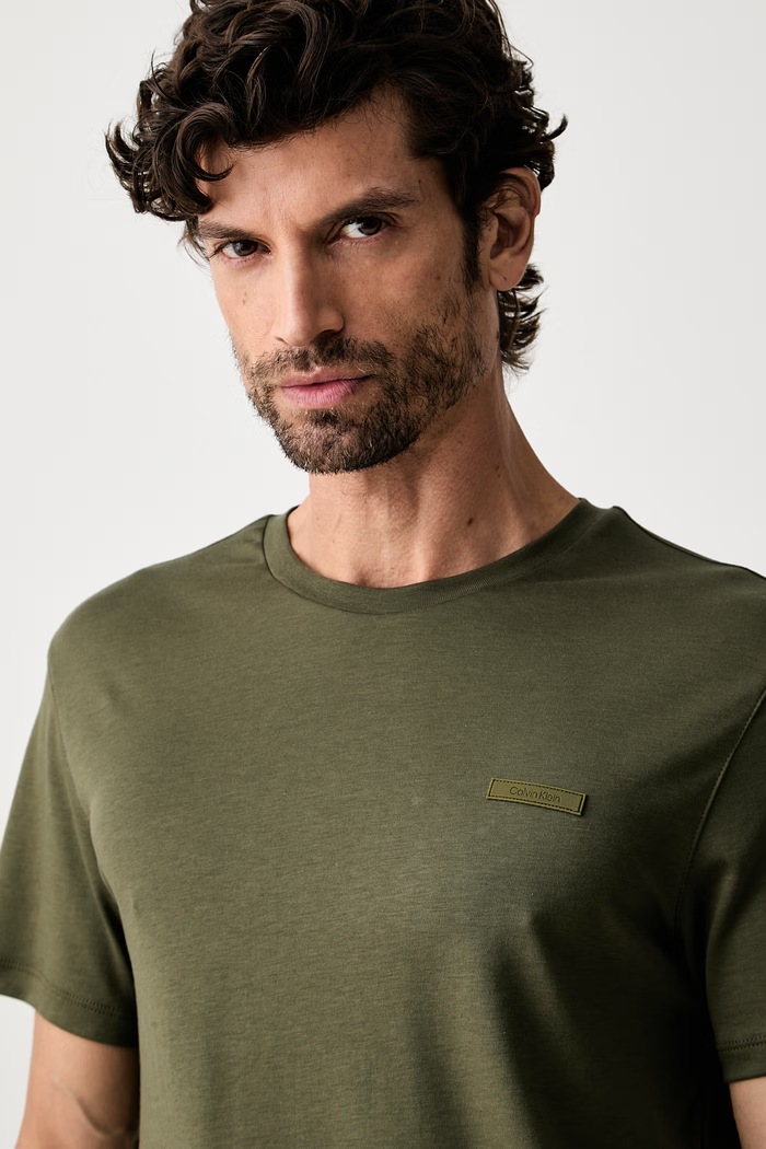 Calvin Klein T-shirt męski bawełniany zielony LV04LG222G