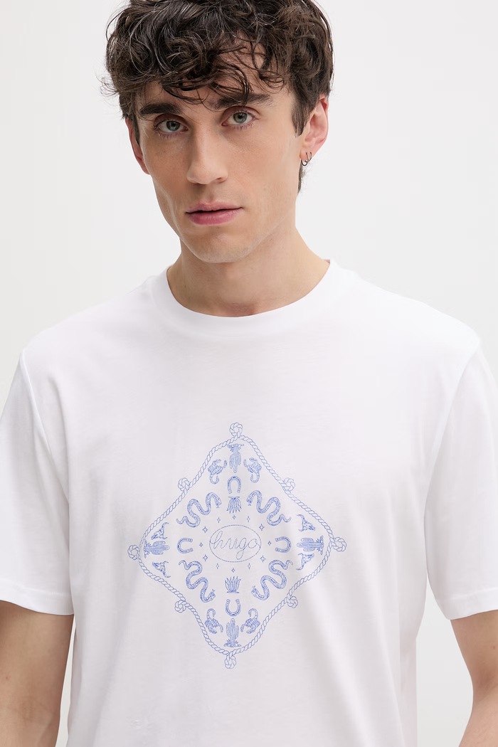 HUGO Blue t-shirt férfi pamut Nerberri fehér 50572760