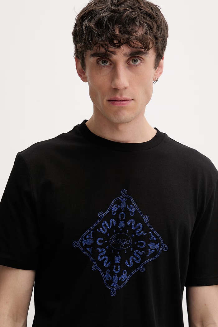 HUGO Blue t-shirt férfi pamut Nerberri fekete 50572760