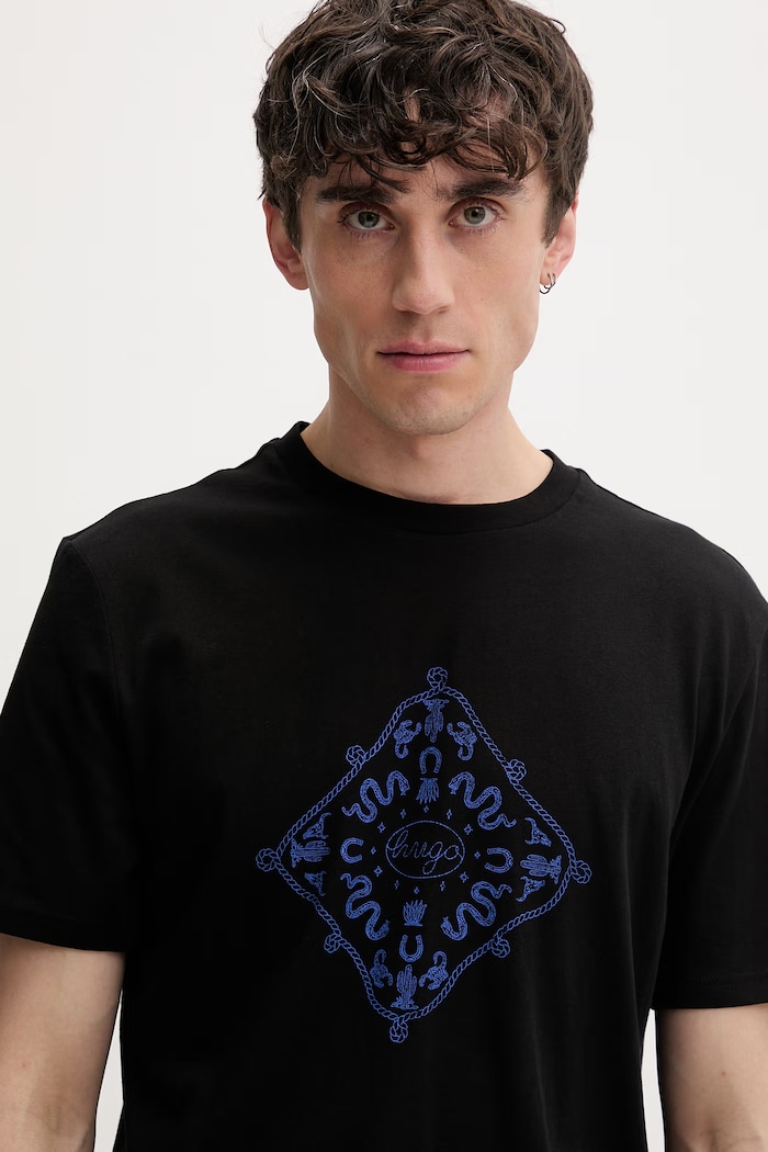 HUGO Blue t-shirt férfi pamut Nerberri fekete 50572760