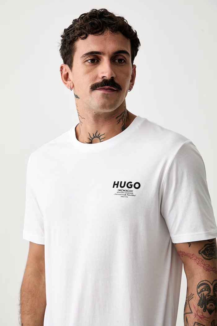 HUGO Blue tričko pánske bavlnené Nesptee biela 50572740