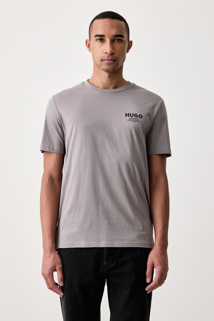 HUGO Blue T-shirt męski bawełniany Nesptee szary 50572740