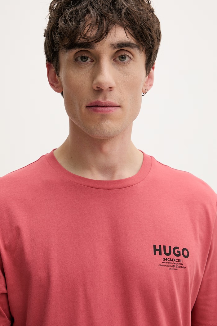 HUGO Blue t-shirt ανδρικό βαμβακερό Nesptee κόκκινο 50572740