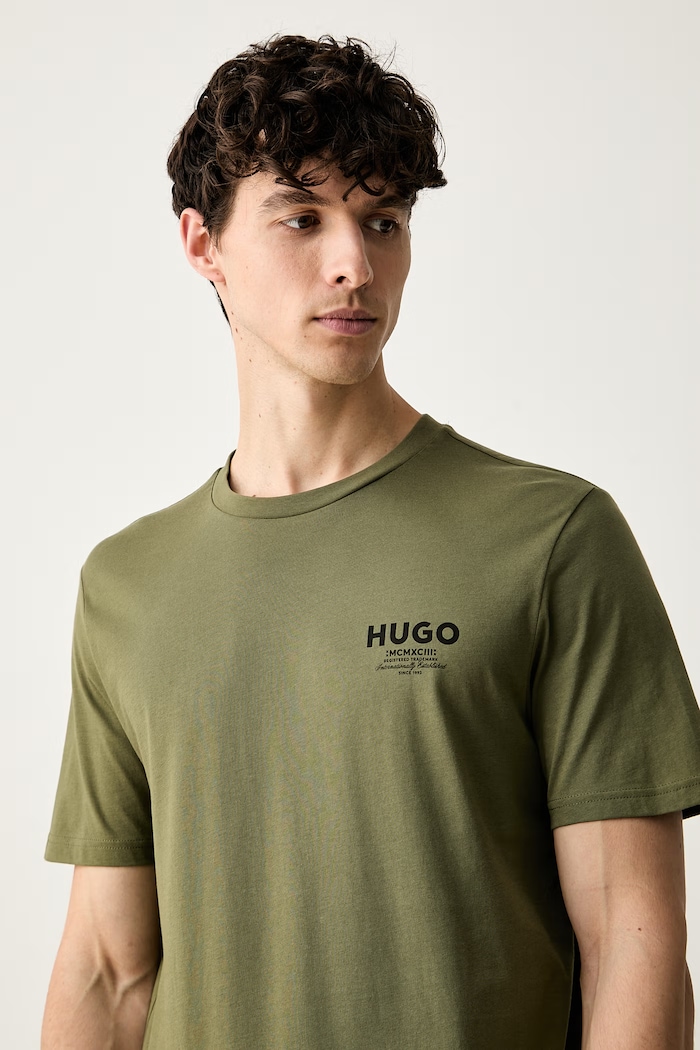HUGO Blue T-shirt męski bawełniany Nesptee zielony 50572740