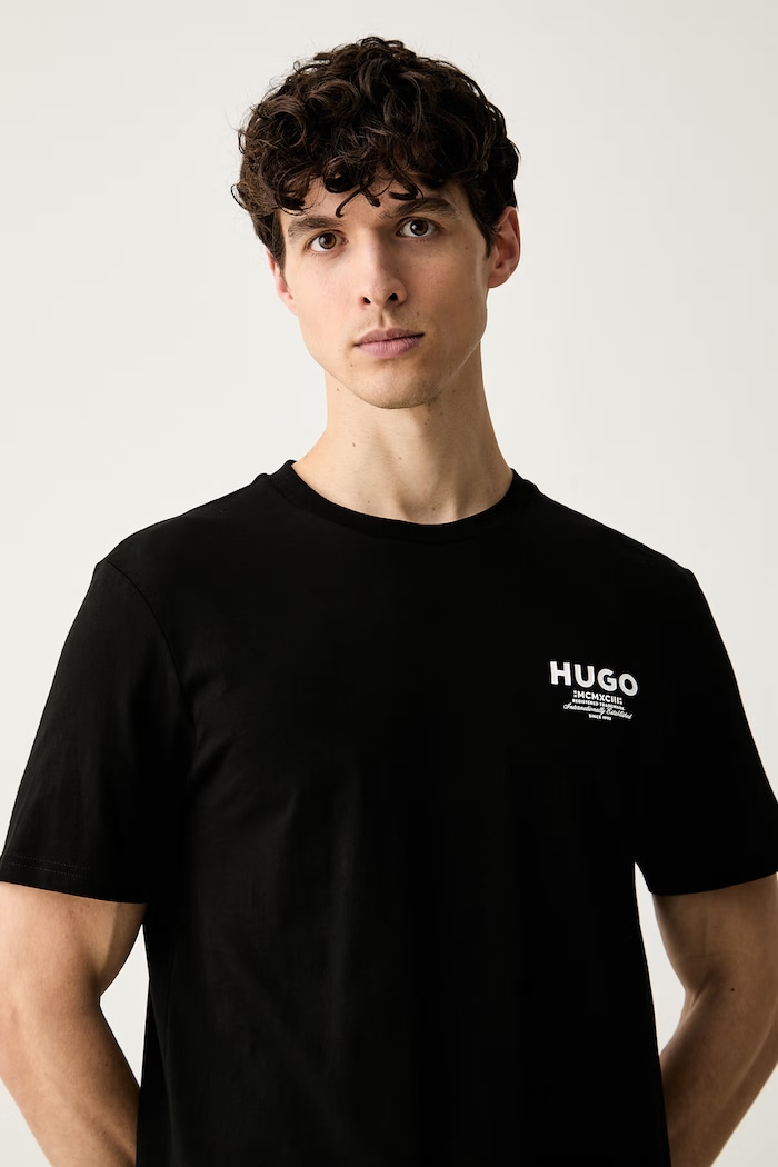 HUGO Blue T-shirt męski bawełniany Nesptee czarny 50572740