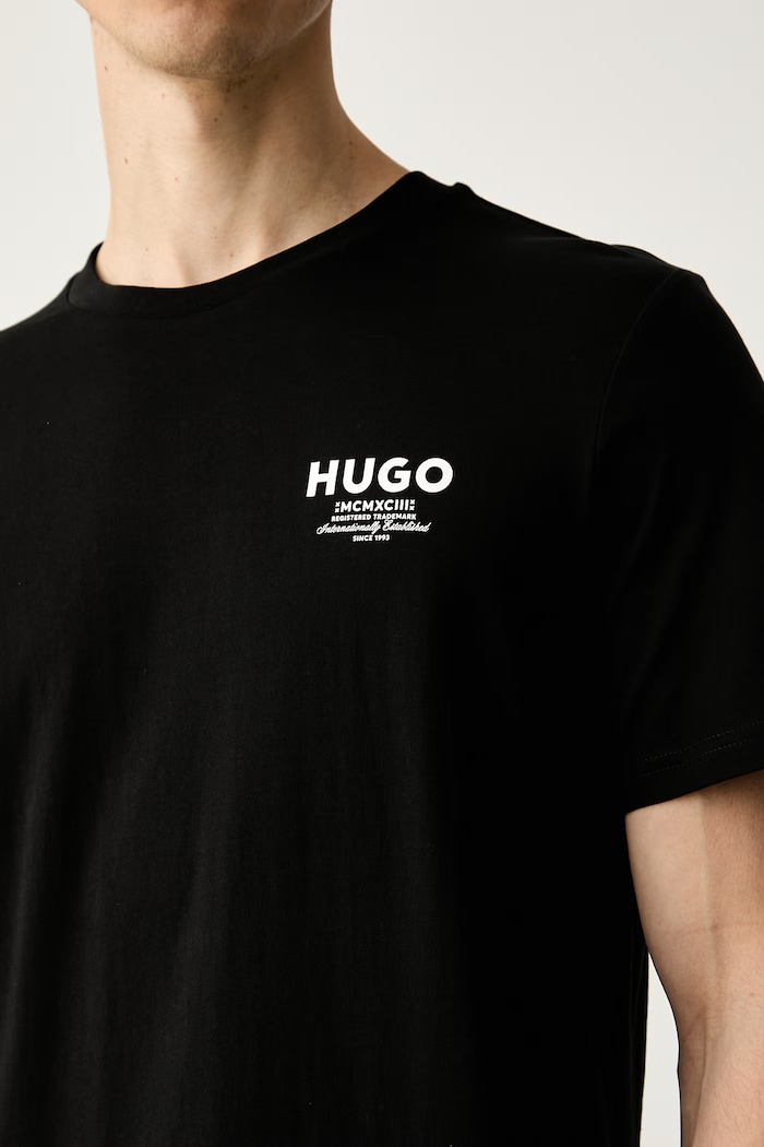 HUGO Blue T-shirt męski bawełniany Nesptee 50572740 czarny