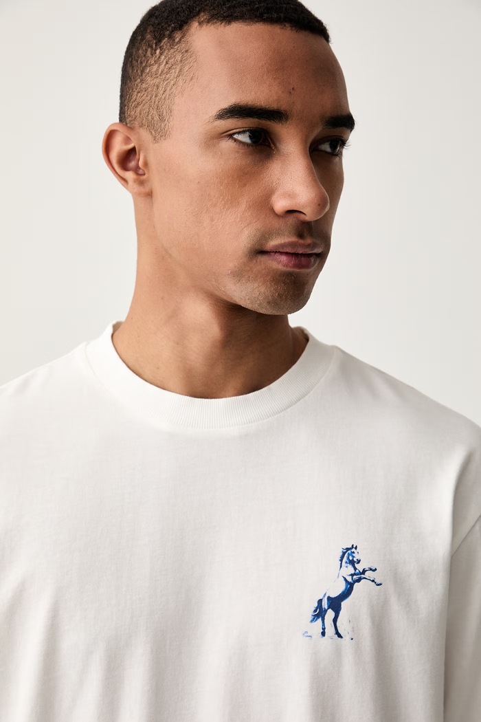 HUGO Blue T-shirt męski bawełniany Noxwash biały 50569865