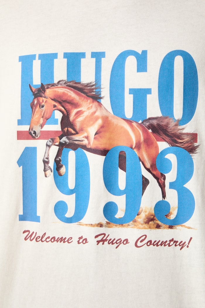 HUGO Blue longsleeve męski bawełniany Nevalon 50566045 beżowy