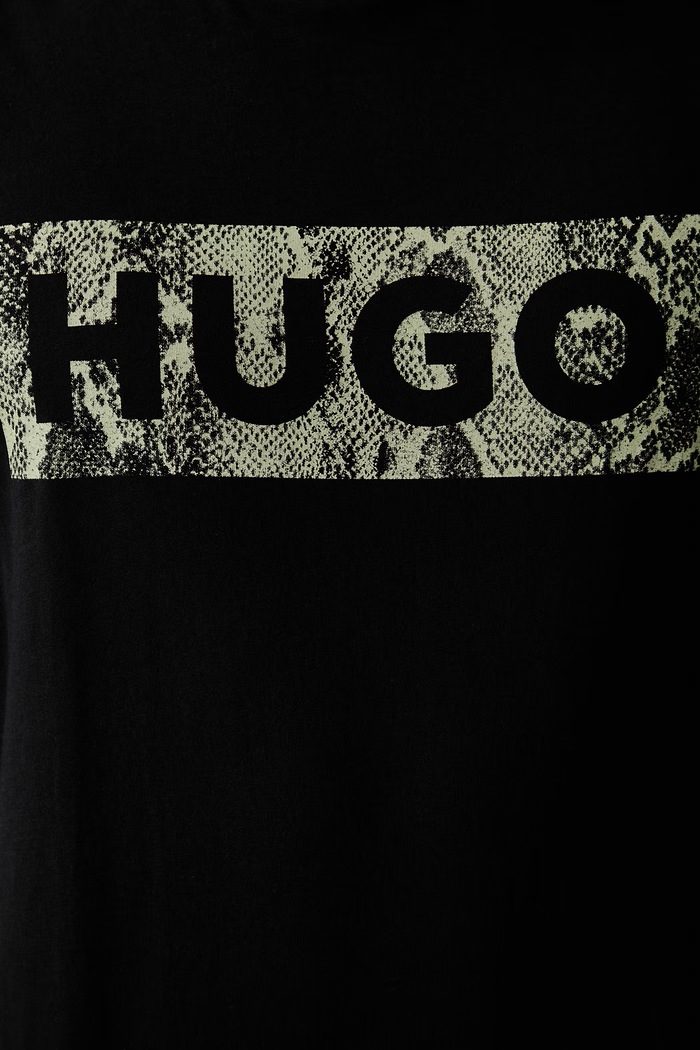HUGO Blue T-shirt męski bawełniany Nerpient 50566041 czarny