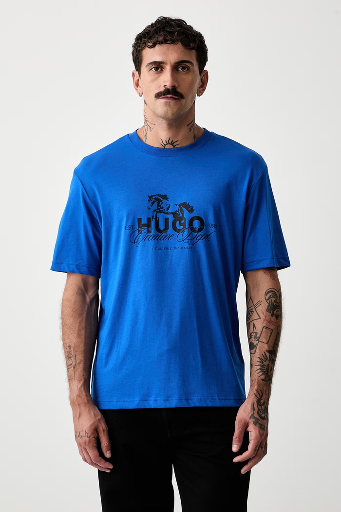 Oblečenie HUGO Blue tričko pánske bavlnené Nurobos 50566027 modrá
