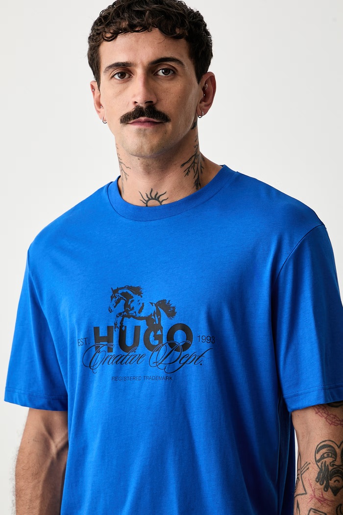 HUGO Blue tričko pánske bavlnené Nurobos modrá 50566027