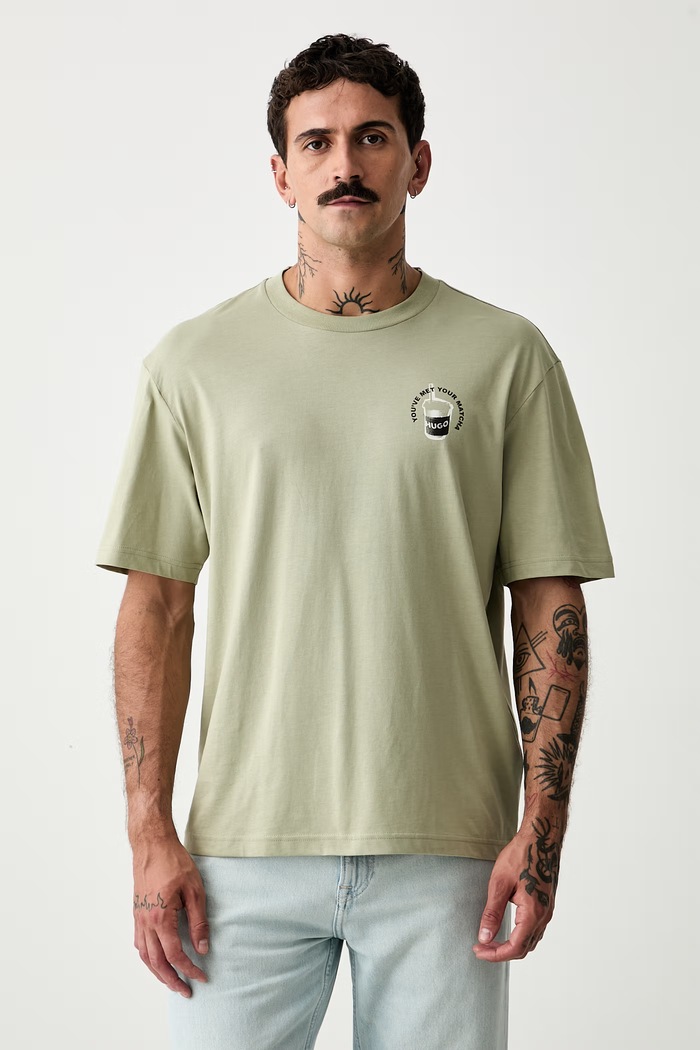 Odzież HUGO Blue T-shirt męski bawełniany Nurobos 50566027 zielony