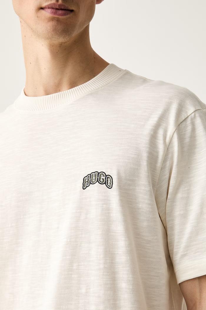 HUGO Blue T-shirt męski bawełniany Nowboi 50563916 beżowy