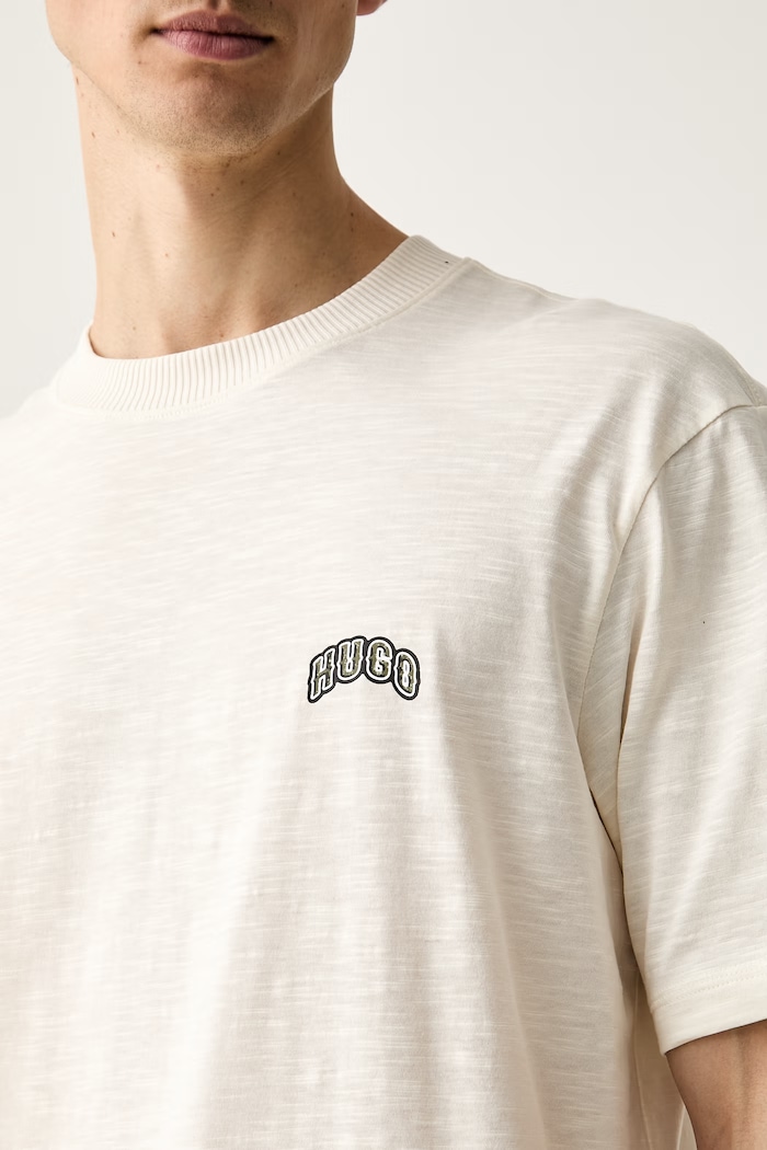 HUGO Blue T-shirt męski bawełniany Nowboi 50563916 beżowy