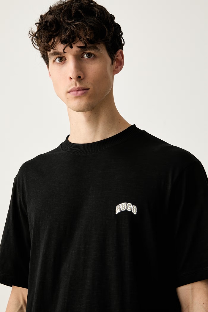 HUGO Blue tričko pánske bavlnené Nowboi čierna 50563916