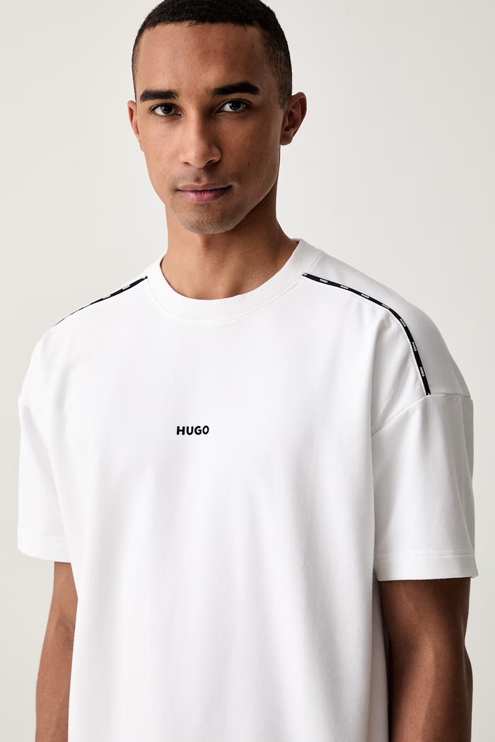 Odzież HUGO T-shirt oversize męski z bawełną NOAH T-SHIRT 50566159 beżowy