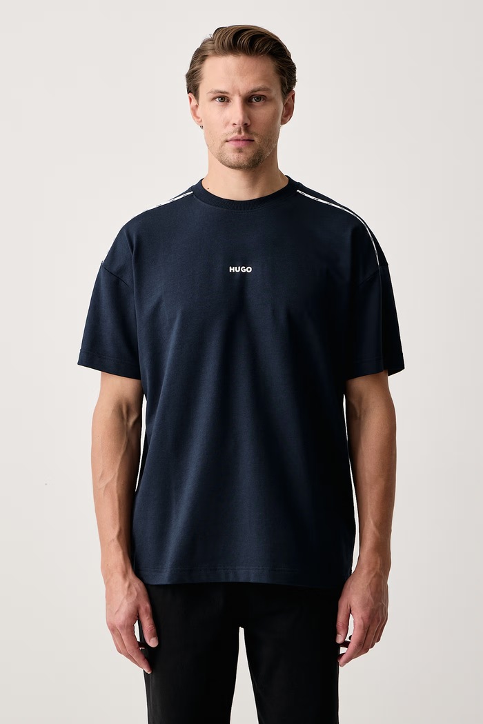 HUGO Oversize t-shirt ανδρικό με βαμβάκι NOAH T-SHIRT σκούρο μπλε 50566159