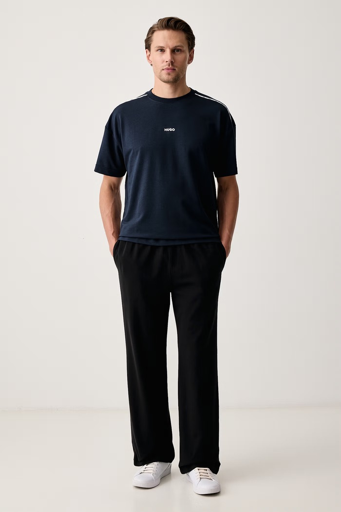HUGO Oversize t-shirt ανδρικό με βαμβάκι NOAH T-SHIRT 50566159 σκούρο μπλε AW26