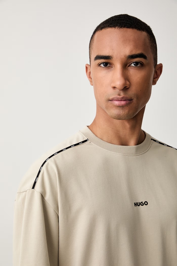 HUGO oversize tričko pánské s bavlnou NOAH T-SHIRT béžová 50566159