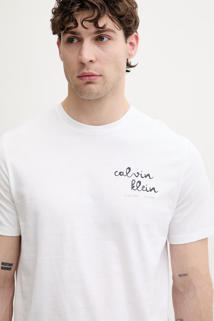 Calvin Klein Jeans tričko pánske bavlnené biela LV04RG837G